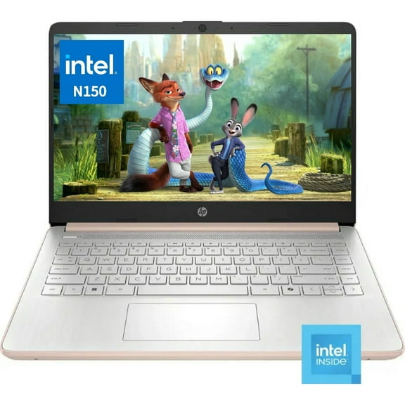HP 14" HD Laptop,Intel Processor N150(up to 3.6 GHz) ,8GB RAM 128GB UFS,Windows 11 Home, Pale Rose Gold