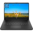 thumbnail image 1 of HP 14" HD Laptop for Students and Business, Intel Quad-Core Processor, 4GB RAM, 64GB eMMC+256GB Micro SD, Long Battery Life, UHD Graphics, Webcam, Windows 11 Home in S Mode, Jet Black, 1 of 7