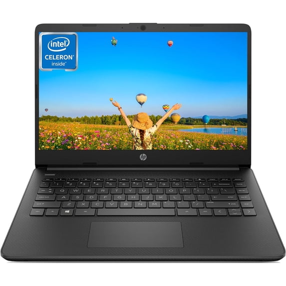 HP 14" HD Laptop for Students and Business, Intel Quad-Core Processor, 4GB RAM, 64GB eMMC+256GB Micro SD, Long Battery Life, UHD Graphics, Webcam, Windows 11 Home in S Mode, Jet Black