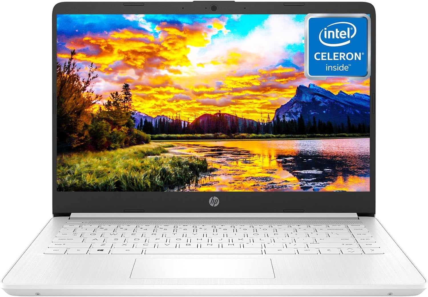 HP 14" HD Laptop for Students and Business, Intel Quad-Core Processor, 4GB RAM, 64GB eMMC+256GB Micro SD, Long Battery Life, UHD Graphics, Webcam, Windows 11 Home in S Mode, Snowflake White