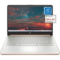 HP 14" HD Rose Gold Laptop Students Business, Intel Quad-Core Processor, 8GB RAM, 64GB eMMC+128GB Micro SD, 12H Battery Life, HDMI, Windows 11 Home in S Mode