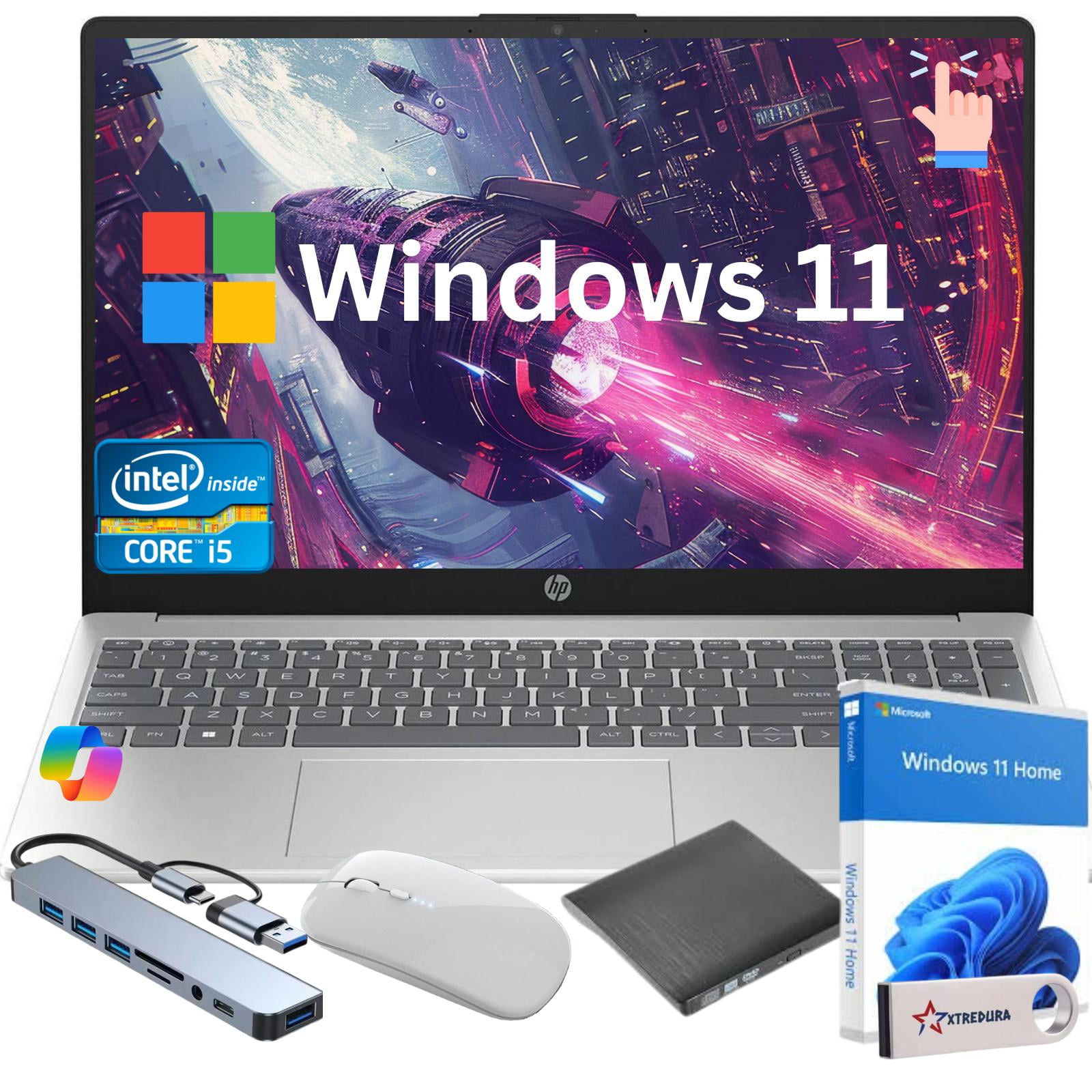 HP 14" HD Student & Business Laptop, Intel N4500, 8GB RAM, 320GB(64GB eMMC+256GB Micro SD) Storage, Windows 11 Home with Copilot, 1-Year Microsoft 365, White, Gift Set