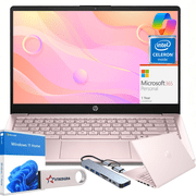 HP 14" HD Student Business Laptop, Intel Quad-Core N150, 16GB RAM, 128GB UFS, 1 Year Office 365, Slim Design, Webcam, HDMI, Bluetooth, WiFi, Win 11 S, Pink