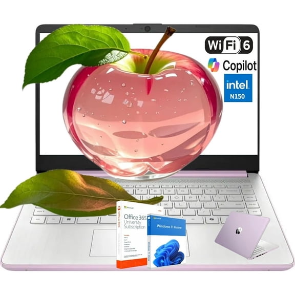 HP 14" HD Student Business Laptop, Intel Quad-Core N150, 8GB RAM, 256GB Storage, (128GB UFS+128GB SD Card),Webcam, HDMI, Bluetooth, WiFi, Win 11 S, Honey Lavender