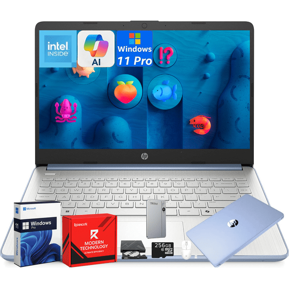 HP 14 Inch AI Laptop for Business, Intel N150 Processor, 16 GB RAM, 384 GB Storage(128GB UFS+256GB MSD), Wi-Fi 6, Copilot-AI Chat, 1 Year Office 365, Sky Blue, Windows 11 Pro