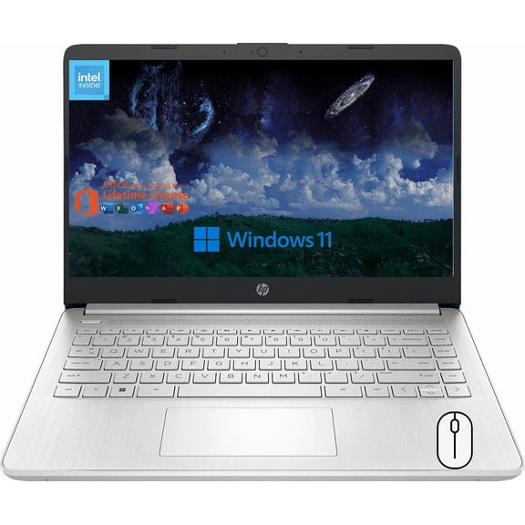 HP 14 Inch Business Student Laptop Computer, Intel N150 Processor, 8GB RAM, 384GB Storage(128GB UFS+256GB MSD), Wi-Fi 6, Copilot AI, Webcam, Windows 11 S & Office Pro Lifetime License, w/Accessories