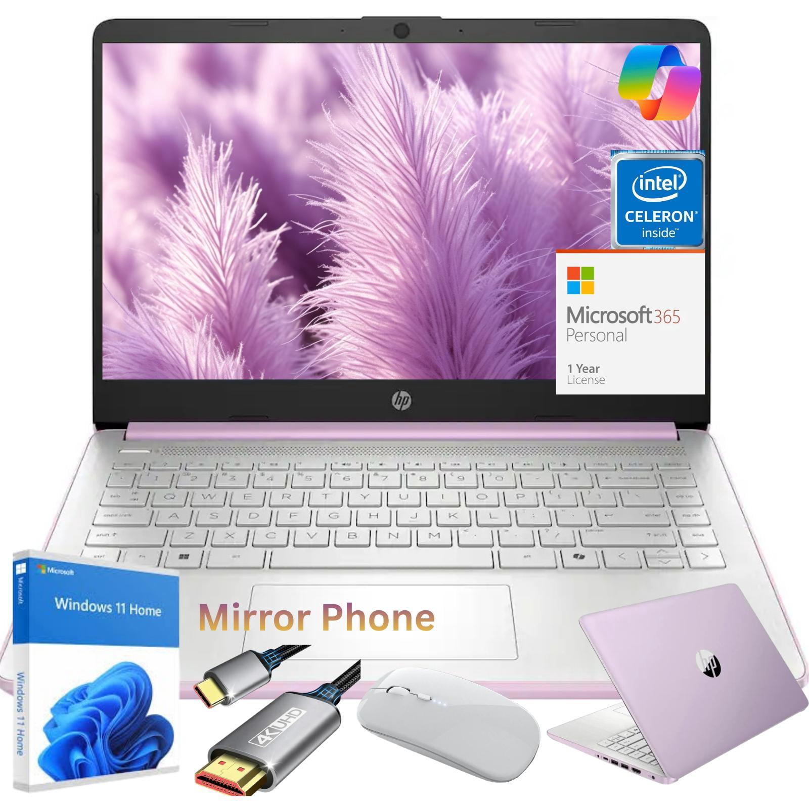 HP 14 Inch HD Laptop, Intel Celeron N150 up to 2.8GHz, 8GB 128GB UFS Storage, Windows 11 Home,One Year Microsoft Office,Thin and Lightweight for School and Work