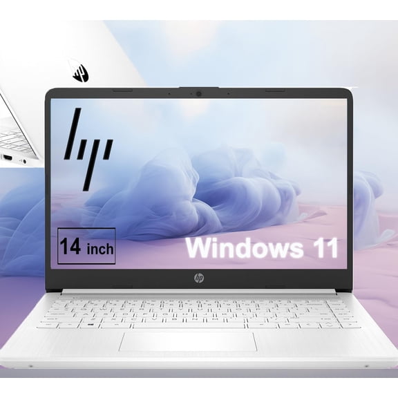 HP 14 Inch Laptop with 1-Year Free Microsoft Office 365, Intel Celeron CPU, 8GB RAM, 1.3TB Storage (128GB Onboard, 128GB External and 1TB Cloud), Intel UHD Graphics, WiFi 6, White, Windows11
