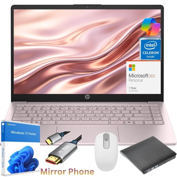 HP 14-Inch Laptop, Intel N150 up to 2.8GHz, 4GB RAM, 128GB UFS, Windows 11 Home, Anti-Glare Screen,One Year Microsoft Office, Portable Laptop for School and Work Gift