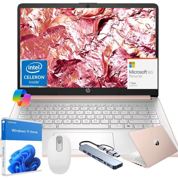 HP 14-Inch Laptop, Intel N150 up to 2.8GHz, 4GB RAM, 128GB , Windows 11 Home, Anti-Glare Screen,One Year Microsoft Office, Portable Laptop for School and Work