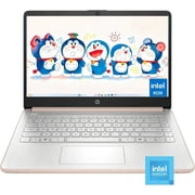 HP 14 Laptop, 14 HD Display, Intel Quad-Core Processor, 16GB RAM, 128GB Storage, SD Card Reader, Webcam, Wi-Fi, W11H, Pale Rose Gold