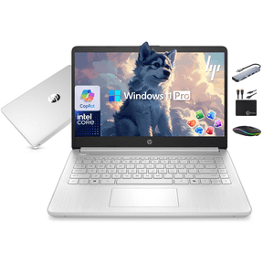 HP 14" Laptop 2026 Business Student Computer, Lifetime MS Office, Win 11 Pro, 4-Core Intel CPU, 16GB RAM, 628GB Storage (128GB UFS+500GB Ext), Copilot AI, Slim, MarxsolAccessory, Wi-Fi 6, Silver