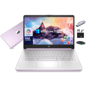 HP 14" Laptop 2026 Business Student Computer, Lifetime MS Office, Win 11 Pro, 4-Core Intel CPU, 16GB RAM, 628GB Storage (128GB UFS+500GB Ext), Copilot AI, Slim, MarxsolAccessory, Wi-Fi 6, Lavender
