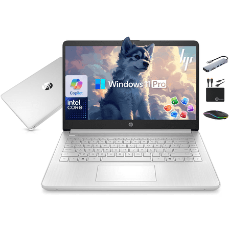HP 14" Laptop 2026 Business Student Computer, Lifetime MS Office, Win 11 Pro, 4-Core Intel CPU, 8GB RAM, 628GB Storage (128GB UFS+500GB Ext), Copilot AI, Slim, MarxsolAccessory, Wi-Fi 6, Silver