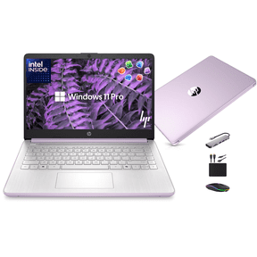 HP 14" Laptop 2026 Business Student Computer, Win 11 Pro, Lifetime MS Office, Quad-Core Intel N150, 4GB RAM, 628GB Storage (128GB UFS+500GB Ext), Copilot AI, Slim, MarxsolAccessory, WiFi 6, Lavender