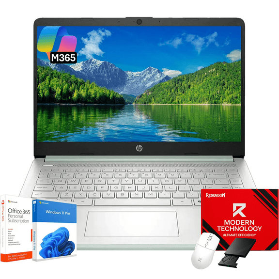 HP 14" Laptop Computer - HD Thin and Light Laptop • Intel 4-Core N150 • 16GB RAM • 128GB UFS + 256GB Micro SD • Windows 11 Pro • 1-Year Microsoft Office 365 • Bluetooth • Wi-Fi