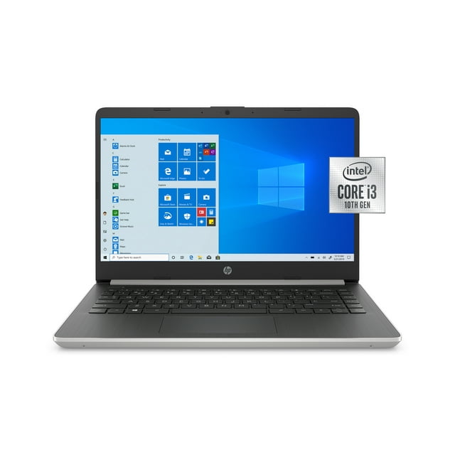 HP 14" Laptop, Intel Core i3-1005G1, 4 GB SDRAM, 128 GB M.2 Solid State Drive, Natural Silver, 14-DQ1037wm