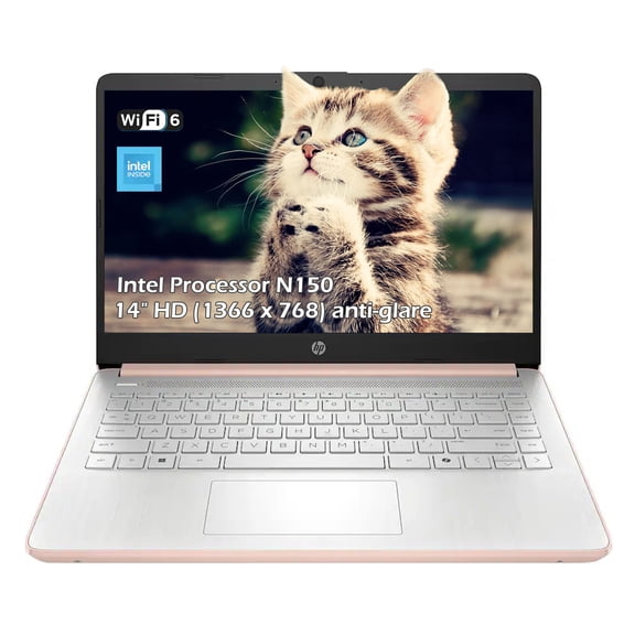 HP 14" Laptop - Intel Processor N150 2025 - 4GB Memory - 128GB UFS - Pale Rose Gold