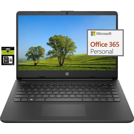 HP 14" Laptop Stream Ultral Light for Students and Business, Intel Celeron N4000 Series, 8GB RAM, 192GB Storage (64GB eMMC+128GB Ghost Manta SD Card), 1 Year Office 365, HDMI, WiFi, USB-A&C, Win 11