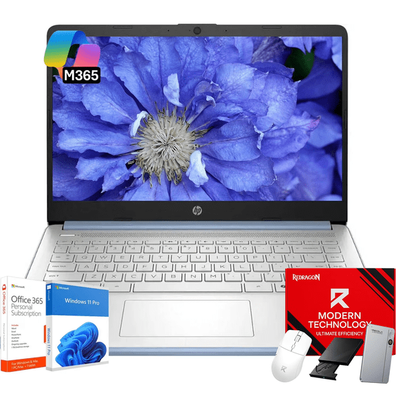HP 14 Laptop Student Business Computer - 1-Year Microsoft Office 365 • 14 inch LED • 16GB RAM • 128GB UFS + 256GB Micro SD • Intel N150 Processor • Copilot AI • 12 Hr Battery • Windows 11 Pro