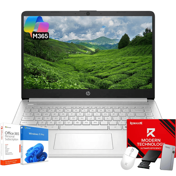 HP 14 Laptop Student Business Computer - 1-Year Microsoft Office 365 • 14 inch LED • 8GB RAM • 128GB UFS + 256GB Micro SD • Intel N150 Processor • Copilot AI • 12 Hr Battery • Windows 11 Pro