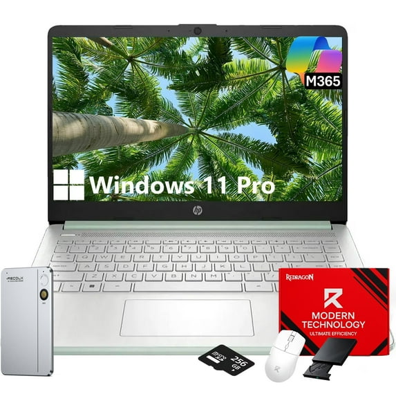 HP 14" Laptop Student Business Computer, Intel N150 Processor, 1-Year Microsoft 365, 16GB RAM, 128GB UFS, 256GB Micro SD Card, Copilot AI, Windows 11 Pro