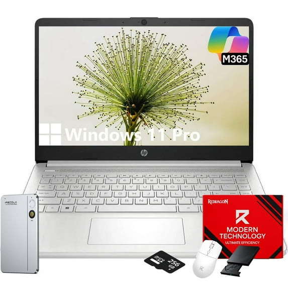HP 14" Laptop Student Business Computer, Intel N150 Processor, 1-Year Microsoft 365, 16GB RAM, 128GB UFS, 256GB Micro SD Card, Copilot AI, Windows 11 Pro
