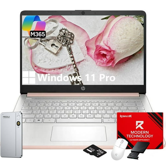 HP 14" Laptop Student Business Computer, Intel N150 Processor, 1-Year Microsoft 365, 16GB RAM, 128GB UFS, 256GB Micro SD Card, Copilot AI, Windows 11 Pro