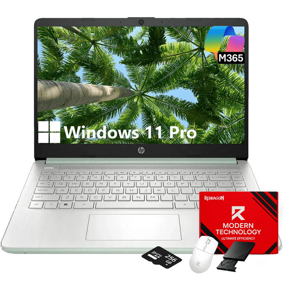 HP 14" Laptop Student Business Computer, Intel N150 Processor, 1-Year Microsoft 365, 32GB RAM, 128GB UFS, 256GB Micro SD Card, Copilot AI, Windows 11 Pro