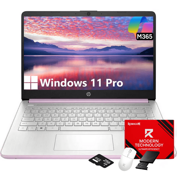 HP 14" Laptop Student Business Computer, Intel N150 Processor, 1-Year Microsoft 365, 32GB RAM, 128GB UFS, 256GB Micro SD Card, Copilot AI, Windows 11 Pro