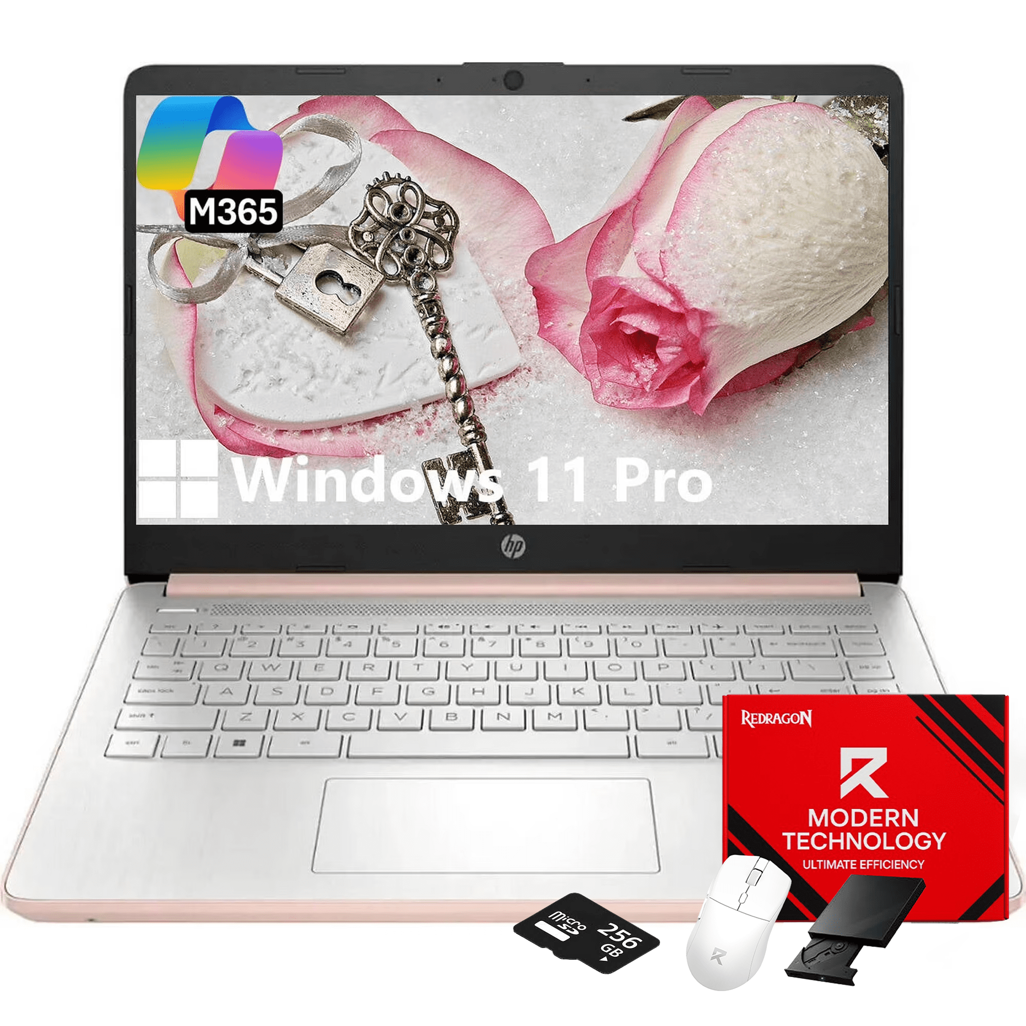 HP 14" Laptop Student Business Computer, Intel N150 Processor, 1-Year Microsoft 365, 32GB RAM, 128GB UFS, 256GB Micro SD Card, Copilot AI, Windows 11 Pro