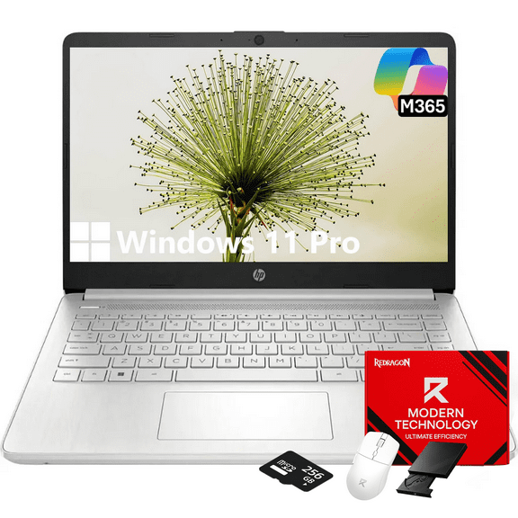 HP 14" Laptop Student Business Computer, Intel N150 Processor, 1-Year Microsoft 365, 32GB RAM, 128GB UFS, 256GB Micro SD Card, Copilot AI, Windows 11 Pro