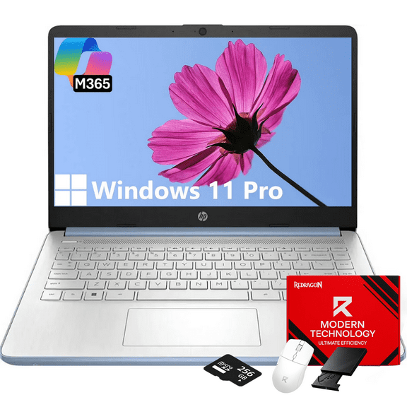 HP 14" Laptop Student Business Computer, Intel N150 Processor, 1-Year Microsoft 365, 32GB RAM, 128GB UFS, 256GB Micro SD Card, Copilot AI, Windows 11 Pro