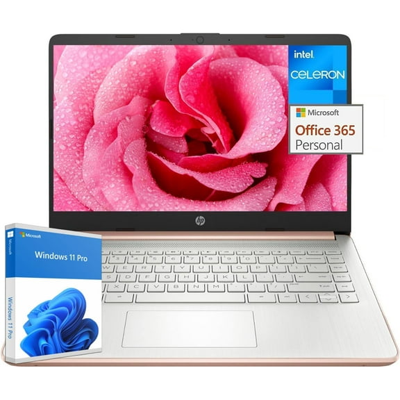 HP 14" Laptop for Student Business, Intel Quad-Core N4120, 16GB RAM, 384GB Storage(128GB eMMC+256GB Micro SD), 1-Year Microsoft 365, Windows 11 Pro, Stream Series, WiFi, Ultra Light