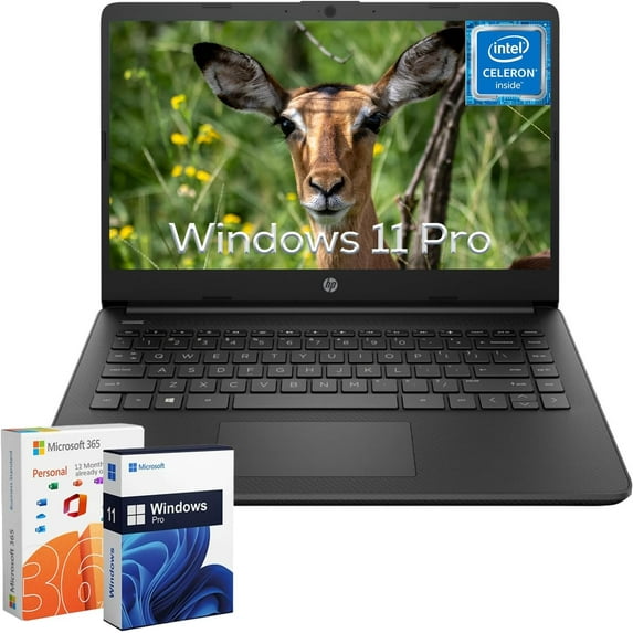 HP 14" Laptop for Student Business, Intel Quad-Core N4120, 16GB RAM, 384GB Storage(128GB eMMC+256GB Micro SD), 1-Year Microsoft 365, Windows 11 Pro, Stream Series, WiFi, Ultra Light