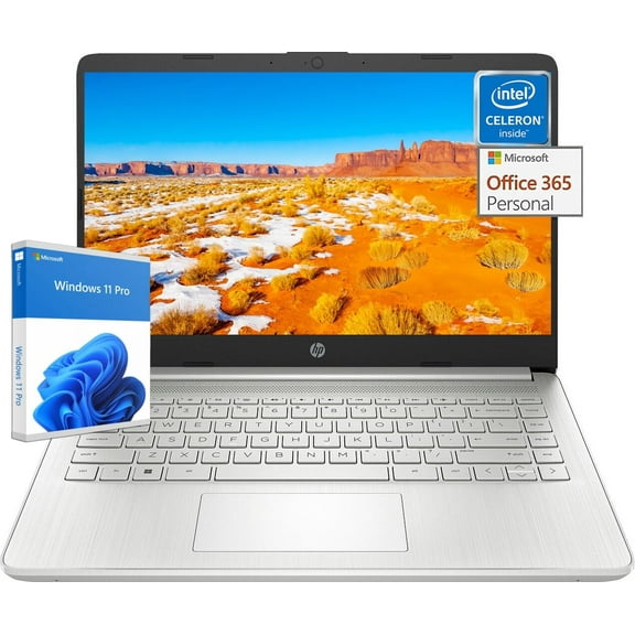 HP 14" Laptop for Student Business, Intel Quad-Core N4120, 16GB RAM, 384GB Storage(128GB eMMC+256GB MicroSD), 1-Year Microsoft 365, Windows 11 Pro, Stream Series, Webcam, WiFi, Ultra Light