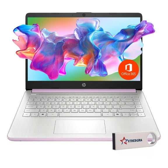 HP 14 Laptop Ultra Thin & Light, Intel N150 Quad-Core Processor, 16G RAM, 128GB SSD, HDMI, USB-C, WiFi 6, SD Card Reader, Microsoft Office 365 Included, Windows 11, Lavender, XtreDura Accessories