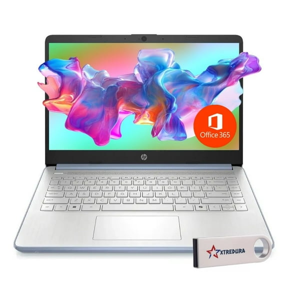 HP 14 Laptop Ultra Thin & Light, Intel N150 Quad-Core Processor, 16G RAM, 128GB SSD, HDMI, USB-C, WiFi 6, SD Card Reader, Microsoft Office 365 Included, Windows 11, Sky Blue, XtreDura Accessories