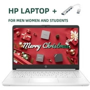 HP 14" Laptop with Ultral Light, Intel Quad-Core N4120 Processor, 16GB RAM, 320GB Storage(64GB eMMC+256GB MSD), UHD Graphics, 12H Battery Life, Webcam, HDMI, WiFi, Windows 11 S, USBHUB, White
