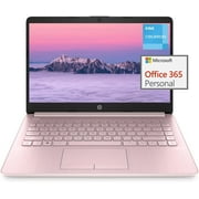HP 14" Laptop with Ultral Light, Intel Quad-Core N4120 Processor, 16GB RAM, 320GB Storage(64GB eMMC+256GB MSD), UHD Graphics, 12H Battery Life, Webcam, HDMI, WiFi, Windows 11 S, USBHUB, Pink