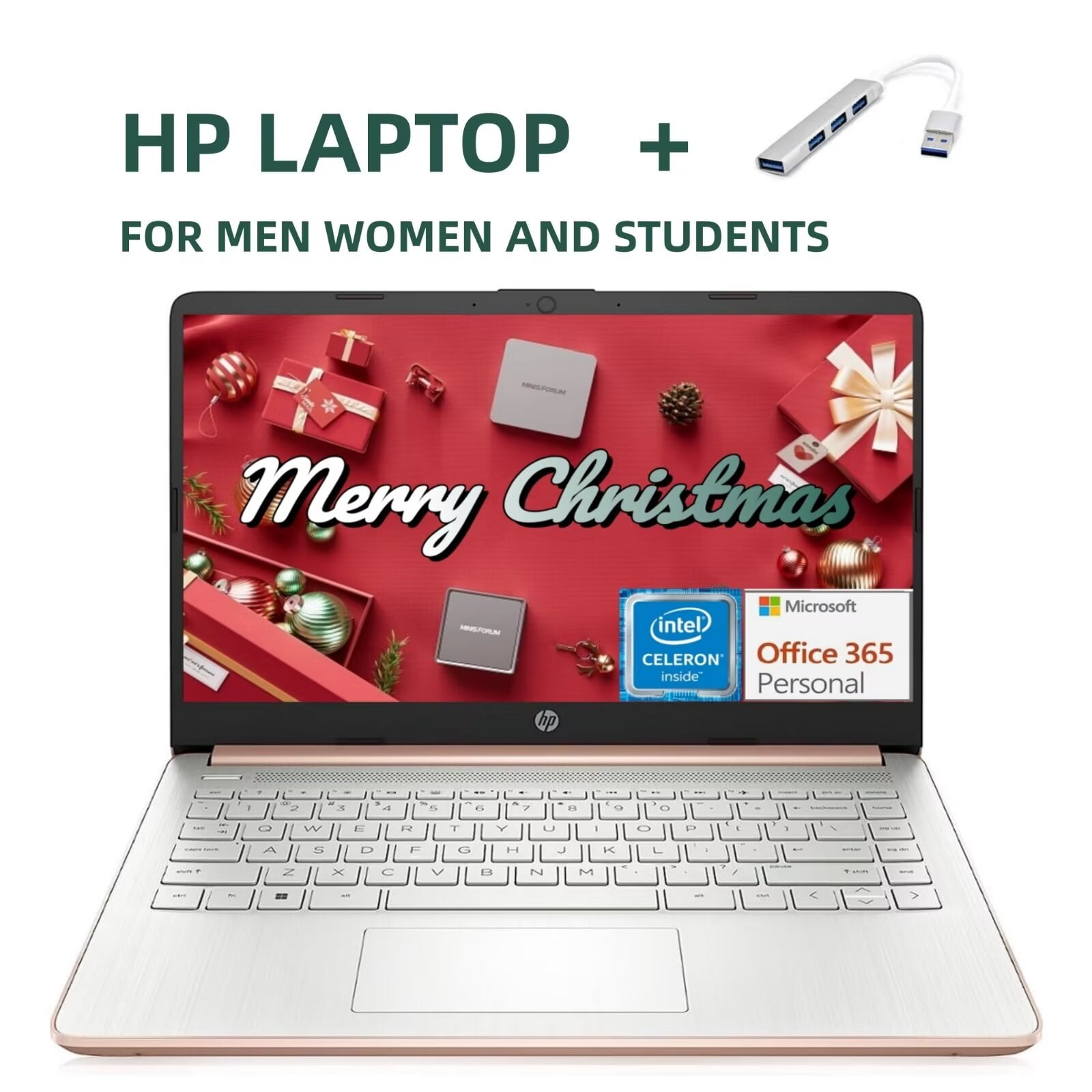 HP 14" Laptop with Ultral Light, Intel QuadCore N4120 Processor, 16GB