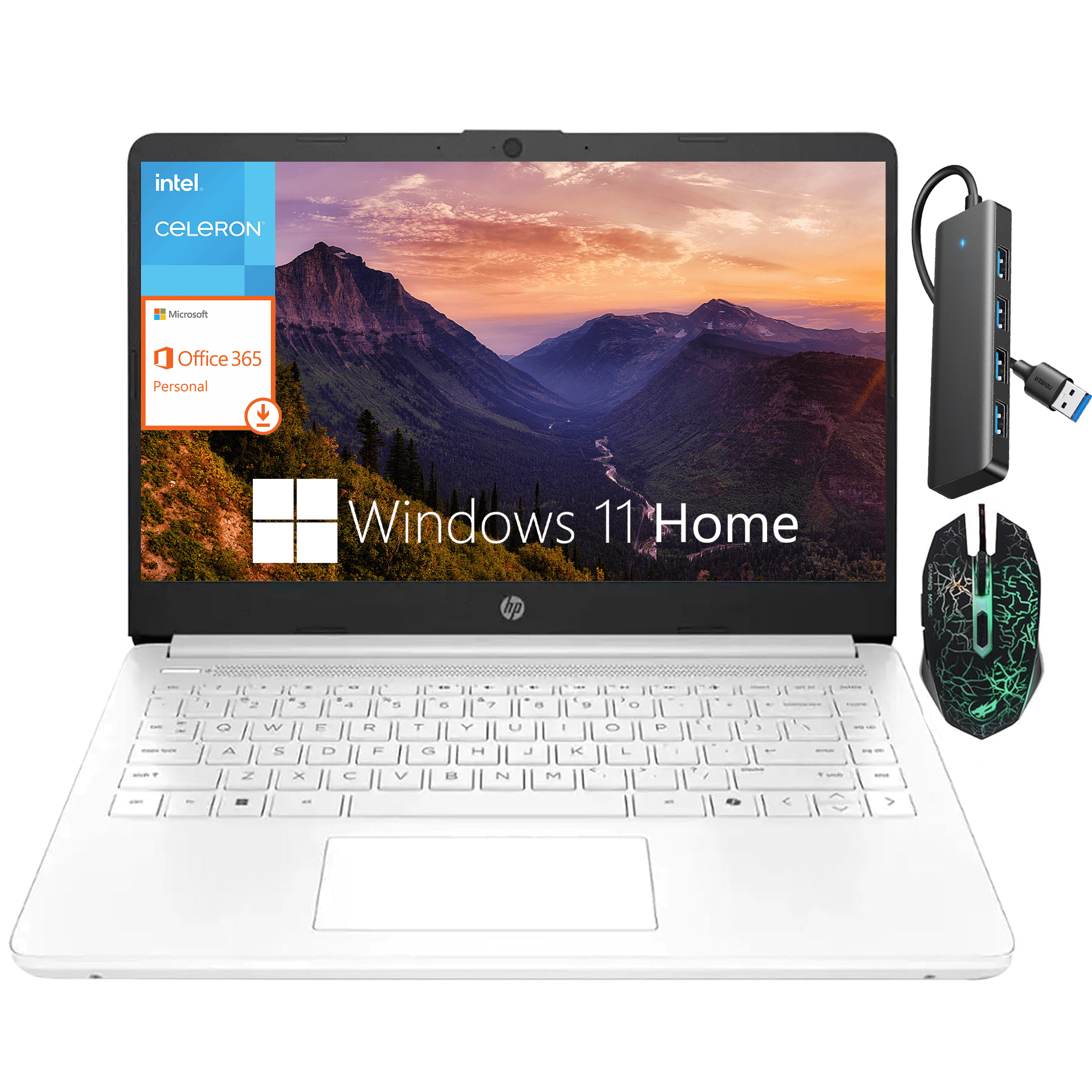 HP 14" Laptop for Student and Business,Intel Celeron N4500,4GB RAM,64GB eMMC,Intel UHD Graphics,1-Year Office 365,HD Webcam,WiFi 6,Windows 11 Home