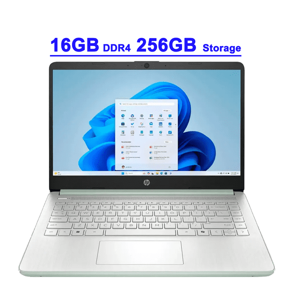 HP 14 Lightweight Business & Student Portable Laptop 14" HD Anti-glare Intel 4-core N150 16GB RAM 256GB Storage (128GB UFS + 128GB SD Card) USB-C Long-Lasting Battery Win11