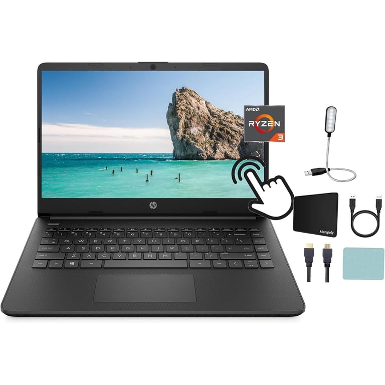 HP 14" HD Touchscreen Laptop - AMD Ryzen 3 5300U, 16GB RAM, 512GB SSD, Windows 11 Home, Black