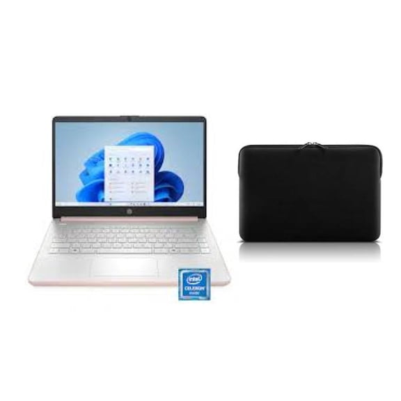 HP 14" Rose Gold Laptop - Intel Celeron N4500 - 64gb eMMC - 4gb SODIMM DDR4 SDRAM - Windows 11 Home - 15 " Carry Case Included