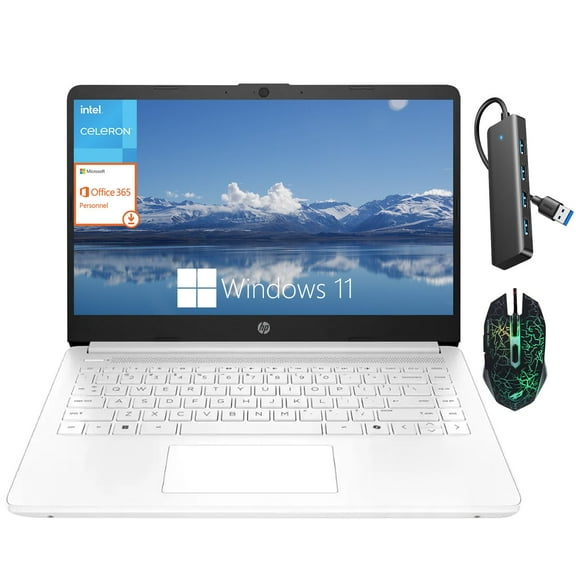 HP 14" Stream Laptop (2025) for Student and Business, Ultral Light Laptops, Intel Celeron N4500,4GB RAM,64GB eMMC,Intel UHD Graphics,1-Year Office 365,HD Webcam,WiFi 6,Windows 11 S,Snowflake White