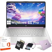 HP 14" Student Business Laptop Computer - 1-Year Microsoft Office 365 & Windows 11 Pro   16GB RAM   128GB UFS & 256GB Extend Micro SD   Intel 4-Core Processor   HD Display Honey Lavender