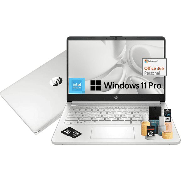 HP 14" Student Business Laptop Computer, Intel N150 CPU (Beat i3-1115G4), 16GB DDR4 RAM, 384GB Storage (128GB UFS   256GB MSD), WiFi 6, BT 5.4, 1-Year Office365, Win11 Pro, Natural Silver