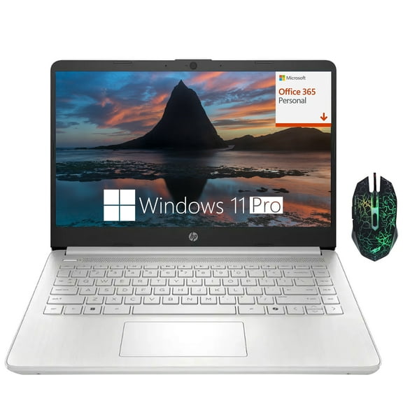 HP 14" Student Laptop, Intel Processor N150, 4GB RAM, 128GB UFS Storage, Webcam, 1 Year Office 365, Fast Charge, Wi-Fi 6, Win 11 Pro, Silver