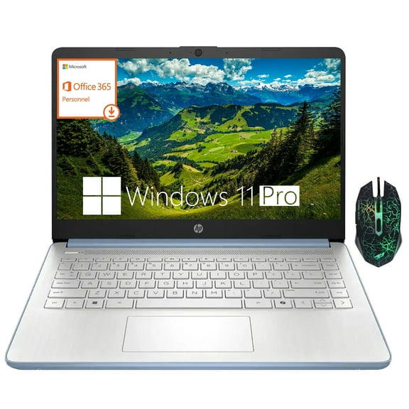 HP 14" Student Laptop, Intel Processor N150, 4GB RAM, 192GB Storage(128GB UFS +64GB MSD), Webcam, 1 Year Office 365, Fast Charge, Wi-Fi 6, Win 11 Pro,Blue